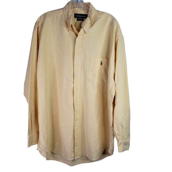 Polo Ralph Lauren Shirt Oxford Solid Yellow Button Down LS Mens Large Oversized - Picture 2 of 8